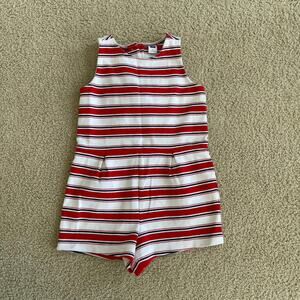 Janie and Jack Sports Apple Red striped romper, size 5